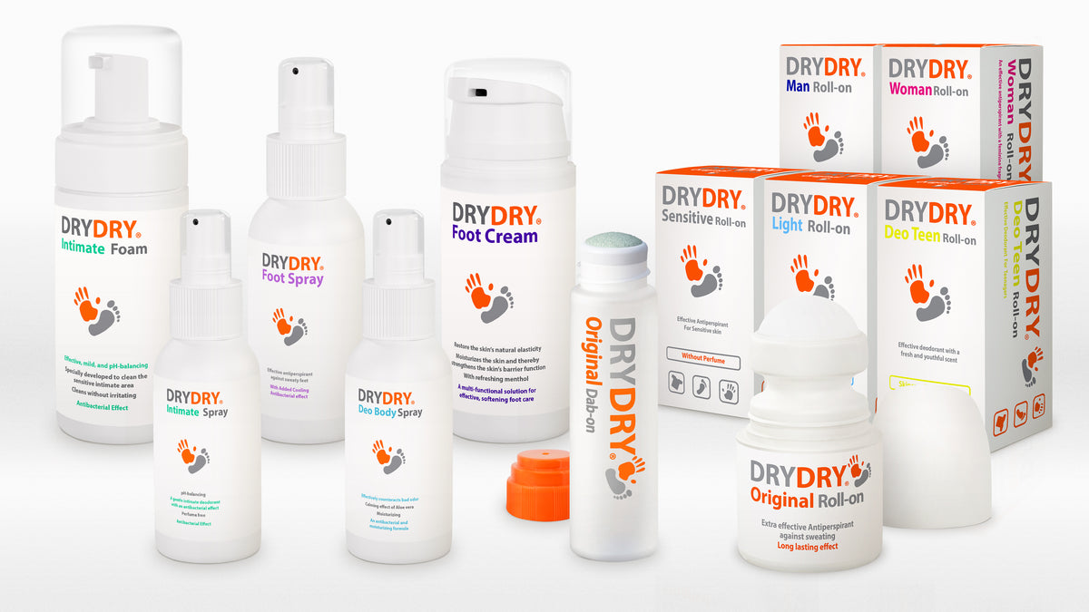 The DryDry range: antiperspirants, deodorants, foot care and intimate care